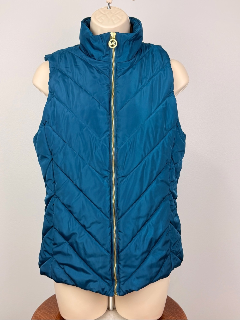 MICHAEL Michael Kors Teal Blue Quilted Puffer Vest – Size Small